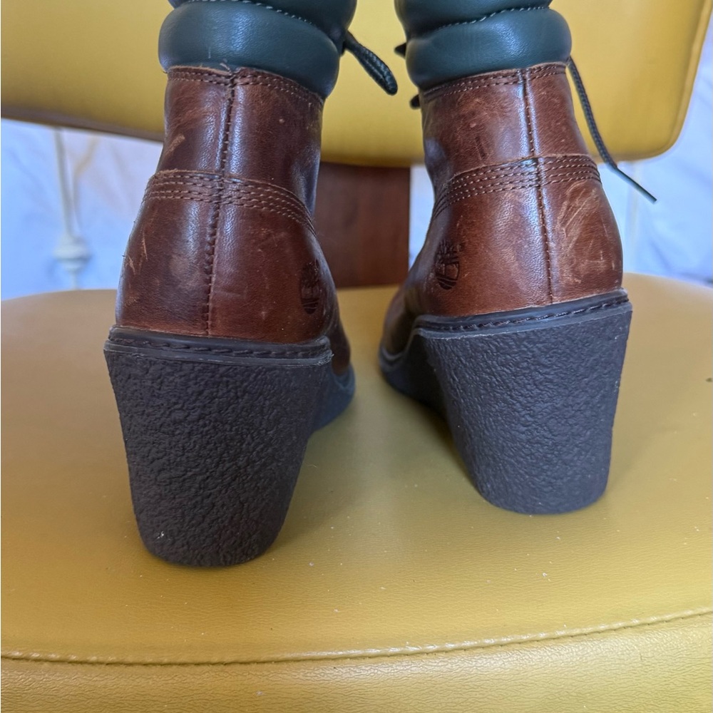 Timberland Wedge Safari Boots Size 7.5 Brown Leather - Picture 8 of 9